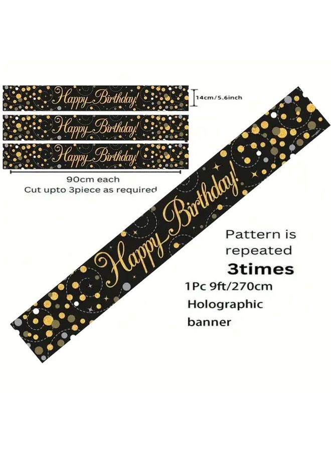 1pc 9ft Birthday Party Banner Glittery 60 Years Old Black and Golden Birthday Party Decorations Multi-purpose Indoor and Outdoor Decoration Suitable for Doors Living Rooms Gardens Patio Decorations Indoor Decor Celebration Decor Glittery Banner Stylish Celebration Weather Resistant Material Premium Decoration Hanging Banner Large Birthday Sign Family Gatherings Event Planners - Image 2