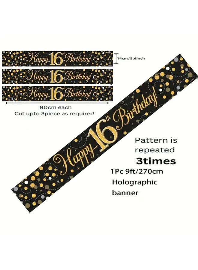1pc 9ft Birthday Party Banner Glittery 60 Years Old Black and Golden Birthday Party Decorations Multi-purpose Indoor and Outdoor Decoration Suitable for Doors Living Rooms Gardens Patio Decorations Indoor Decor Celebration Decor Glittery Banner Stylish Celebration Weather Resistant Material Premium Decoration Hanging Banner Large Birthday Sign Family Gatherings Event Planners - Image 3