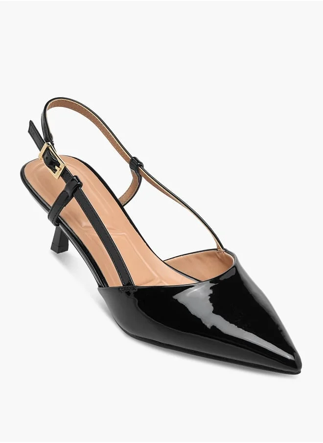 سيليست Women's Pointed Toe Slingback Shoes with Kitten Heels and Buckle Closure Ramadan Collection