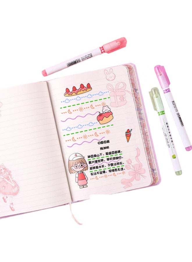 Star Seedlings Xingmiao Fluorescent Pens, Marker Pens For Students, Floral Pattern Outline Pens, Journal Pens, Colorful Floral Pattern Pens, Children'S Floral Line Pens, Floral Edge Marking Pens, 6-Pack, 7008 - Image 3