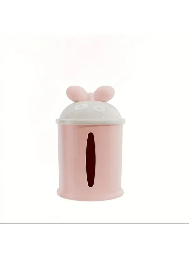 Pink Round Plastic Tissue Box Holder With Cute Mouse Ears Design For Home Decor - Image 3
