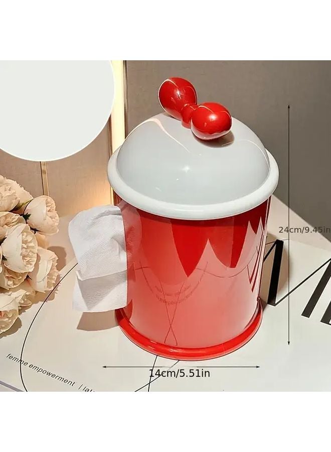 Pink Round Plastic Tissue Box Holder With Cute Mouse Ears Design For Home Decor - Image 4