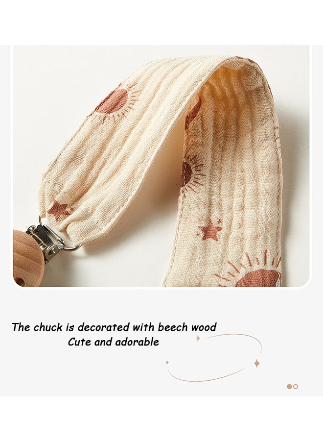 Quantum 3 PCS Baby Pacifier Clip, Super Soft Fabric Strap with Wooden Clip, Soft Pacifier Clips for Baby Girl and Boy - Image 3