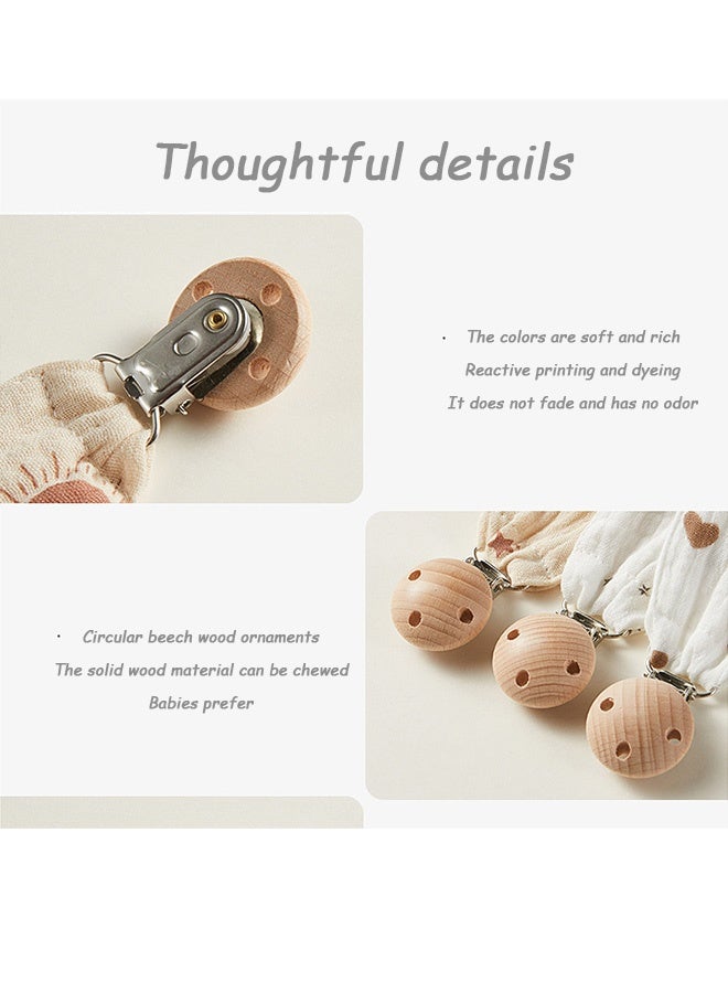 Quantum 3 PCS Baby Pacifier Clip, Super Soft Fabric Strap with Wooden Clip, Soft Pacifier Clips for Baby Girl and Boy - Image 2