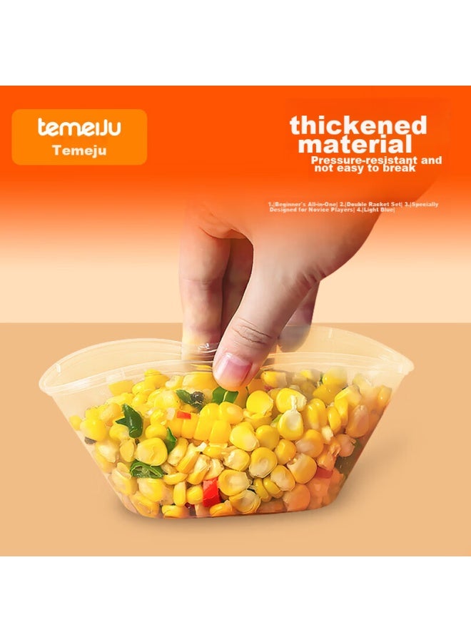 Temeiju Disposable Round Transparent Plastic Lunch Boxes, Thickened With Lids, Takeout Containers, Soup Bowls, 50 Sets, 500 Model - Image 3