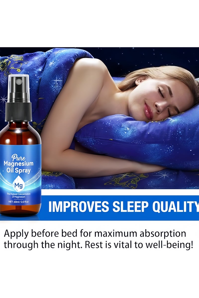 هالونهي رذاذ زيت المغنيسيوم النقي الخالص 2 عبوات ، رذاذ المغنيسيوم المحلي الطبيعي بنسبة 100 ٪ على القدمين والنوم 60 مل ، آمن وفعال - Image 4