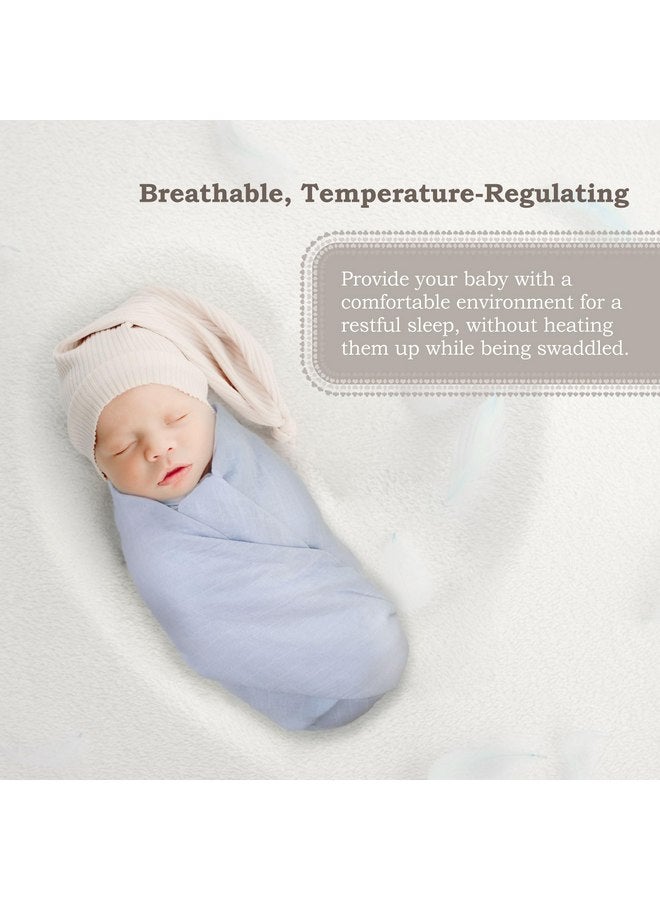 moonybaby 100% Organic Swaddle Helps to Reduce The Moro Reflex, Certified by Oeko-TEX Standard 100, 47 x 47 inches, 1 Pack, Color: Blue - Image 3