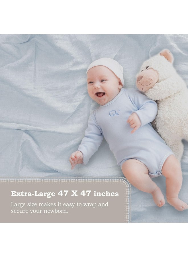 moonybaby 100% Organic Swaddle Helps to Reduce The Moro Reflex, Certified by Oeko-TEX Standard 100, 47 x 47 inches, 1 Pack, Color: Blue - Image 5