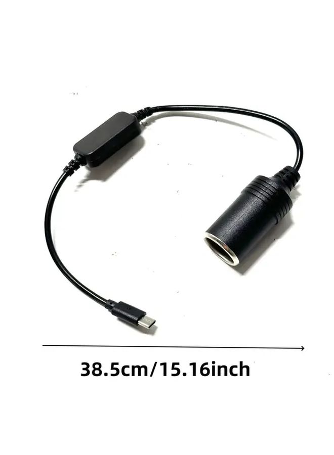 2Pcs USB C To Cigarette Lighter Adapter Cable Black Matte Finish Reinforced Connector - Image 2