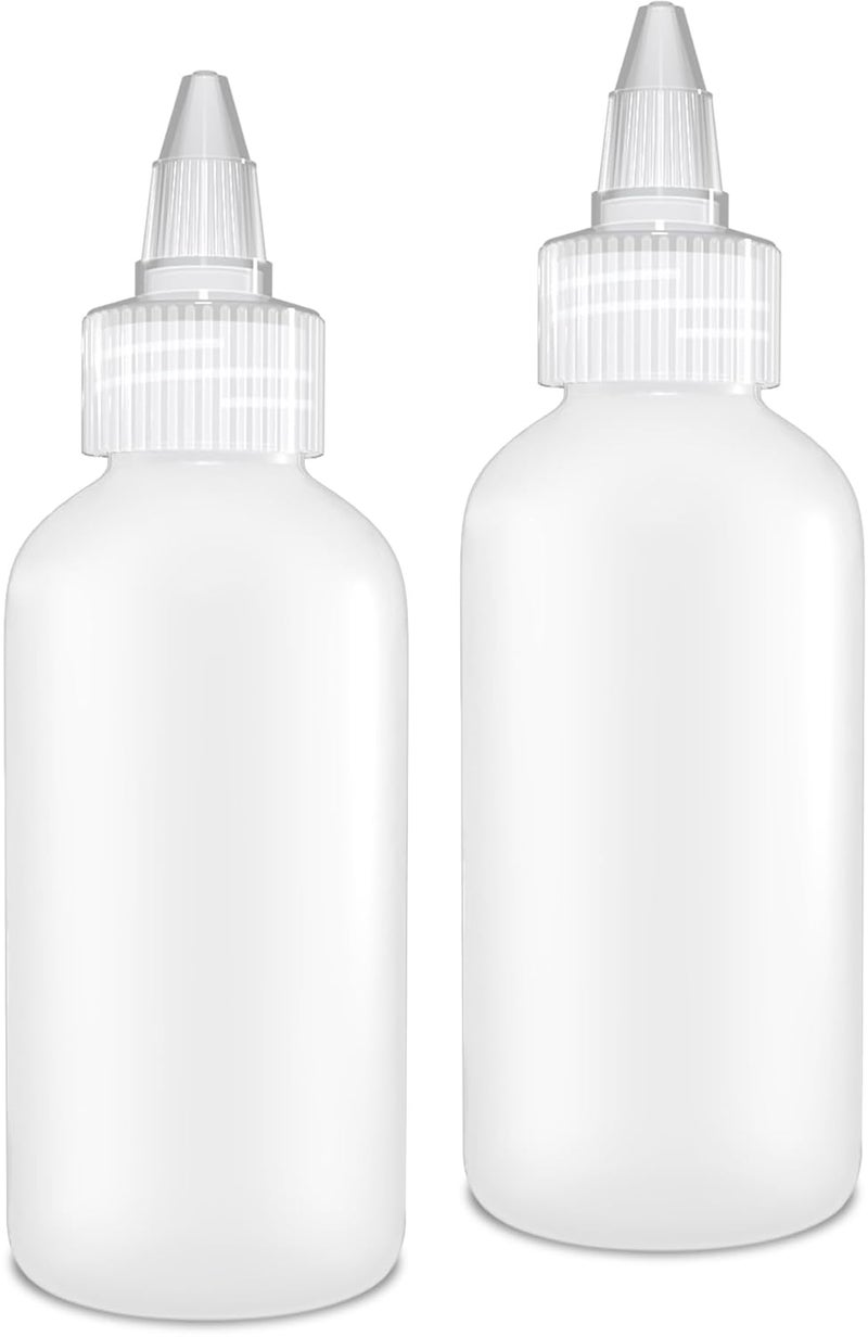 BRIGHTFROM Twist Top Applicator Bottles Squeeze 4 OZ Empty Plastic Bottles Refillable Clear OpenClose Nozzle  Multi Purpose Pack of 2