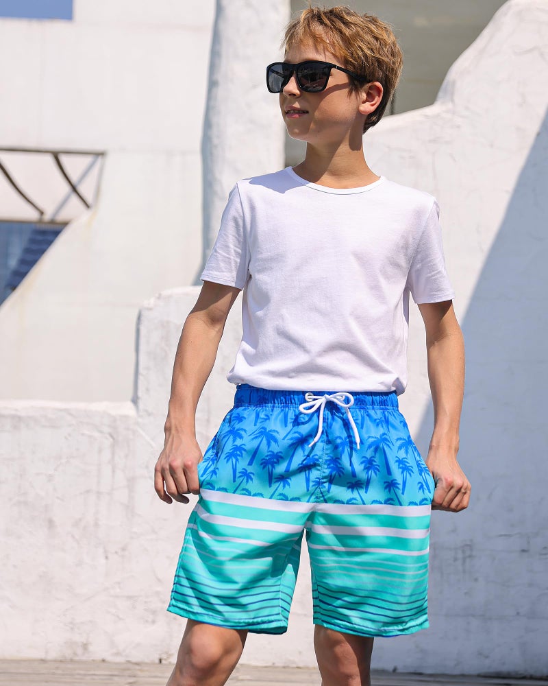 OlyPegic Boys Swim Trunks Size 10-12, Bathing Suit Boys Swimsuit Swim Shorts Swimwear Quick Dry Swim Trunks Kids Beach Board Running Shorts Youth (Coconut Tree) - Image 3