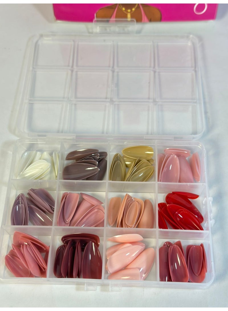 Easy-to-Apply Artificial Nails – 144 Pieces – Instant Glam Look That Lasts – Reusable Press-On Nails for Home or Salon Use 12colors - Image 1