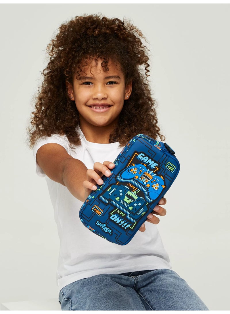 Blue Gaming Controller Double-Decker Pencil Case | Two-Layer Zipper Pen Holder - Image 3