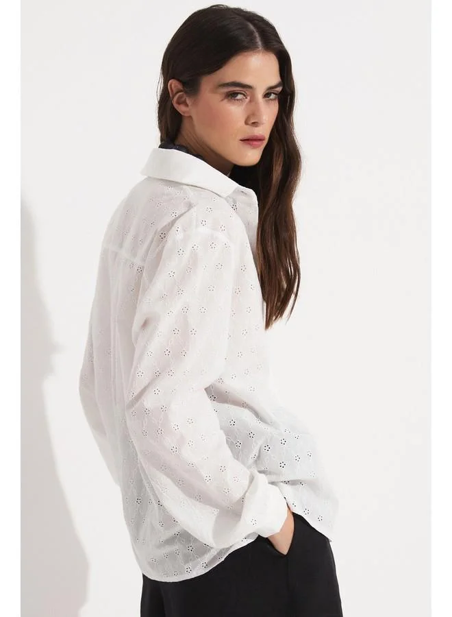 JUNE June Brode Shirt White
