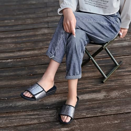 MEGNYA Ladies Comfortable Orthopeic Dressy Slides, Best Plantar Fasciitis Foam Footbed Sandals for Flat Feet with Arch Support, Classic Women Sandals for walking beach size 7 - Image 3