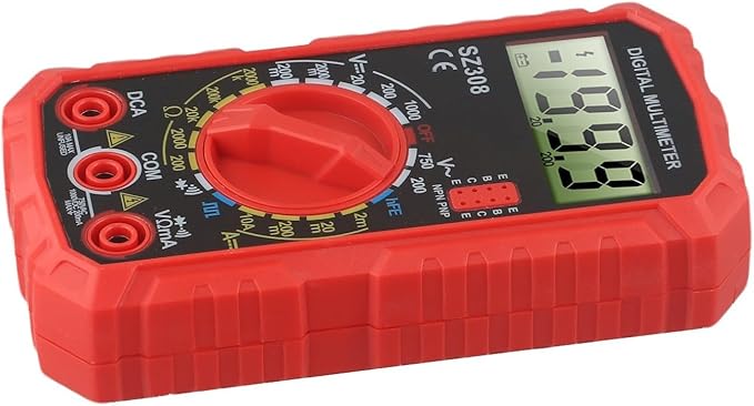 مقياس متعدد رقمي لاختبار الجهد AC DC مع شاشة LCD مضاءة خلفياً أداة احترافية باللون الأحمر - Image 1
