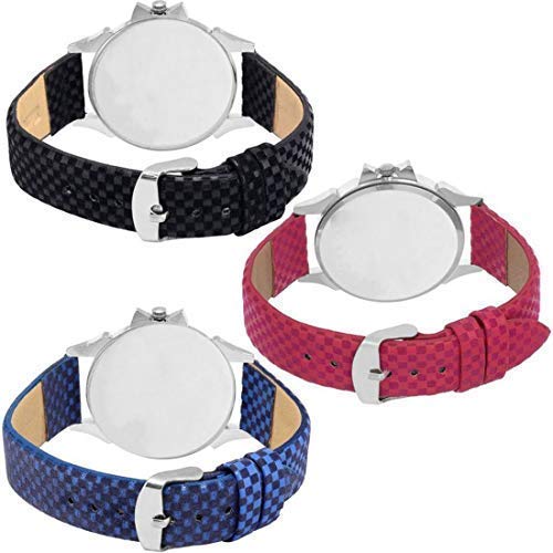 Acnos® Premium Special Super Quality Analog Watches Combo Look Like Preety for Girls and Womne Pack of - 3(DMND-BLK-PNK-Blue) - Image 3