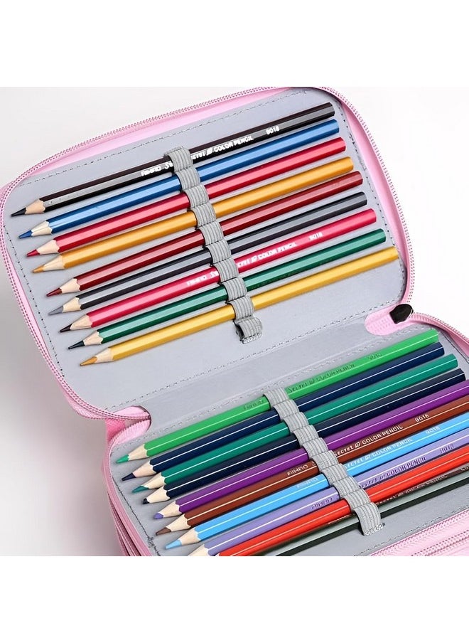 Happy Kids - Happy Kids 32 Slots 2 Layers Artist Pencil Pouch Nature Art Canvas Pencil Box (Blue) - Image 1