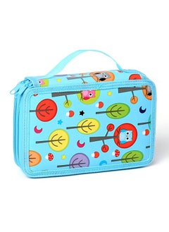 Happy Kids Happy Kids 32 Slots 2 Layers Artist Pencil Pouch Nature Art Canvas Pencil Box (Blue)  - Image 1