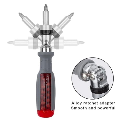 G.FIDEL 10-in-1 Ratchet Screwdriver Set, Chrome Vanadium Steel, 180° Adjustable Angle, Magnetic Storage - Image 4