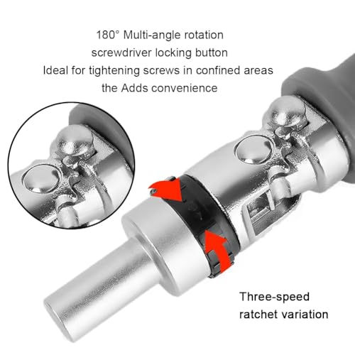 G.FIDEL 10-in-1 Ratchet Screwdriver Set, Chrome Vanadium Steel, 180° Adjustable Angle, Magnetic Storage - Image 5