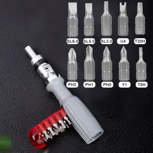 G.FIDEL 10-in-1 Ratchet Screwdriver Set, Chrome Vanadium Steel, 180° Adjustable Angle, Magnetic Storage - Image 3