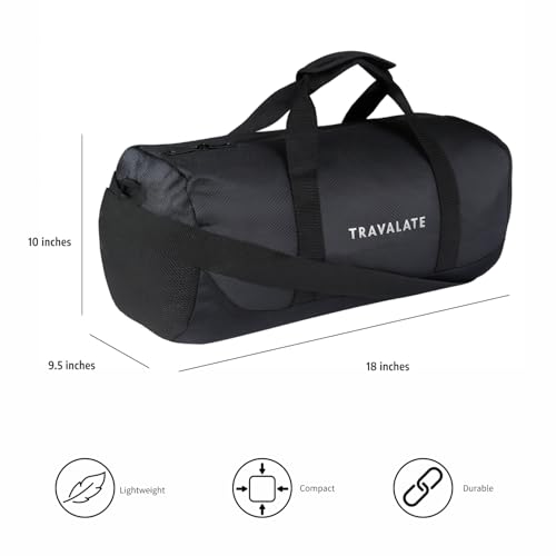 Travalate® 30L Gym Bag with Separate Shoe Compartment, Lightweight Polyester Sports Duffle Gym Bag, Yoga, Travel Bag Ideal for Men and Women - Black - Image 3