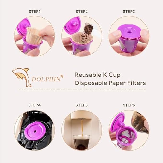 كاست ويف مرشحات القهوة القابلة لإعادة الاستخدام، كبسولات قهوة إسبريسو قابلة لإعادة التعبئة، كبسولات قهوة قابلة لإعادة الاستخدام، مرشحات كبسولات قهوة K Cup، فلتر شبكي دقيق المسام من الفولاذ المقاوم للصدأ 304 مع فرشاة، عبوة من 4 قطع - Image 5