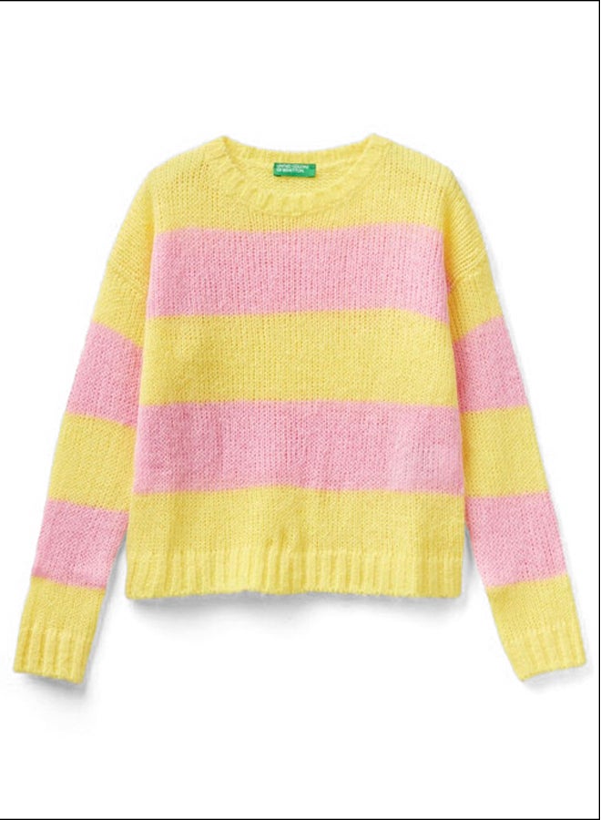 بينيتون سترة بنات بخطوط بلونين - Image 2