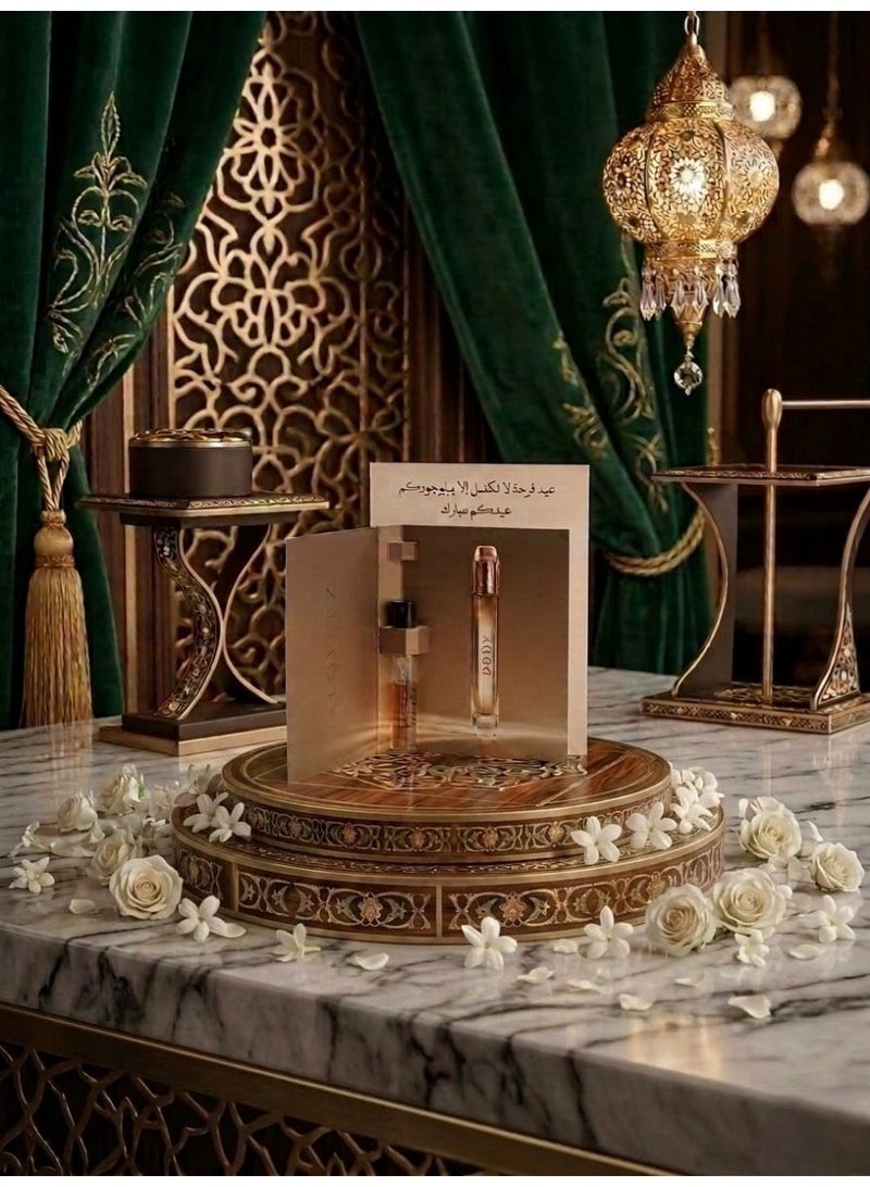 Dolce Liya Eid gift baskets: 2ml mini perfume bottles with an elegant card saying "Eid Mubarak" (12 pieces) - Image 2