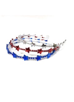 BinaryABC 4th of July Patriotic Headbands,Usa Flag Star Headband,Red White Blue Headband,Fourth of July Hair Accessories,3PCS  - Image 1