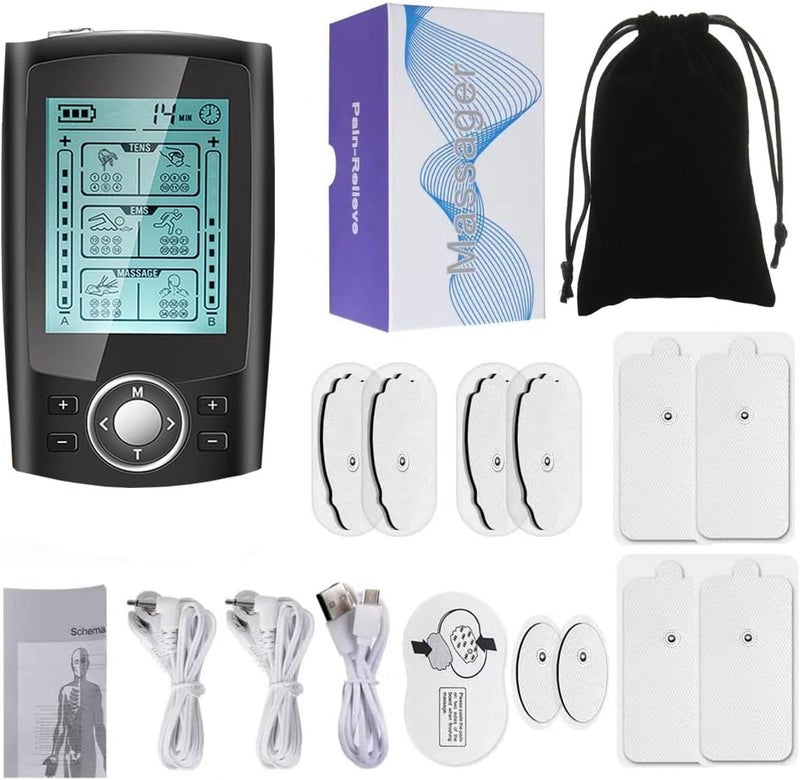 HARPIMER TENS EMS Device, 36 Modes 3-in-1, TENS EMS and Massage Function with 10 Electrodes, EMS and Massage 2 Channels Pain Relief from Back, Shoulder, Leg, Neck - Image 1