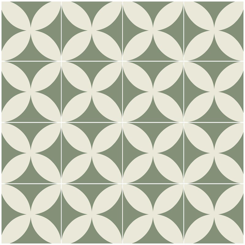 Theper Green Beige Geometric Wall paper Peel and Stick Wallpaper Boho 17.3"Ã—78.8" Green Removable Self Adhesive Wallpaper for Bathroom Kitchen Backsplash Contact Paper for Cabinets and Drawers Vinyl Roll - Image 1