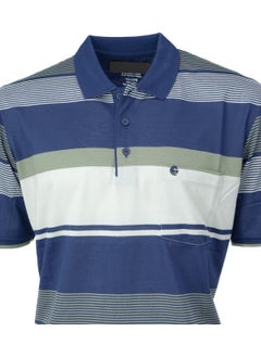 Oppland Men's Cotton Ring Fabric T-Shirt Polo Collar Pocket Short Sleeve Stylish Stripe Patterned Full Pattern  - Image 2