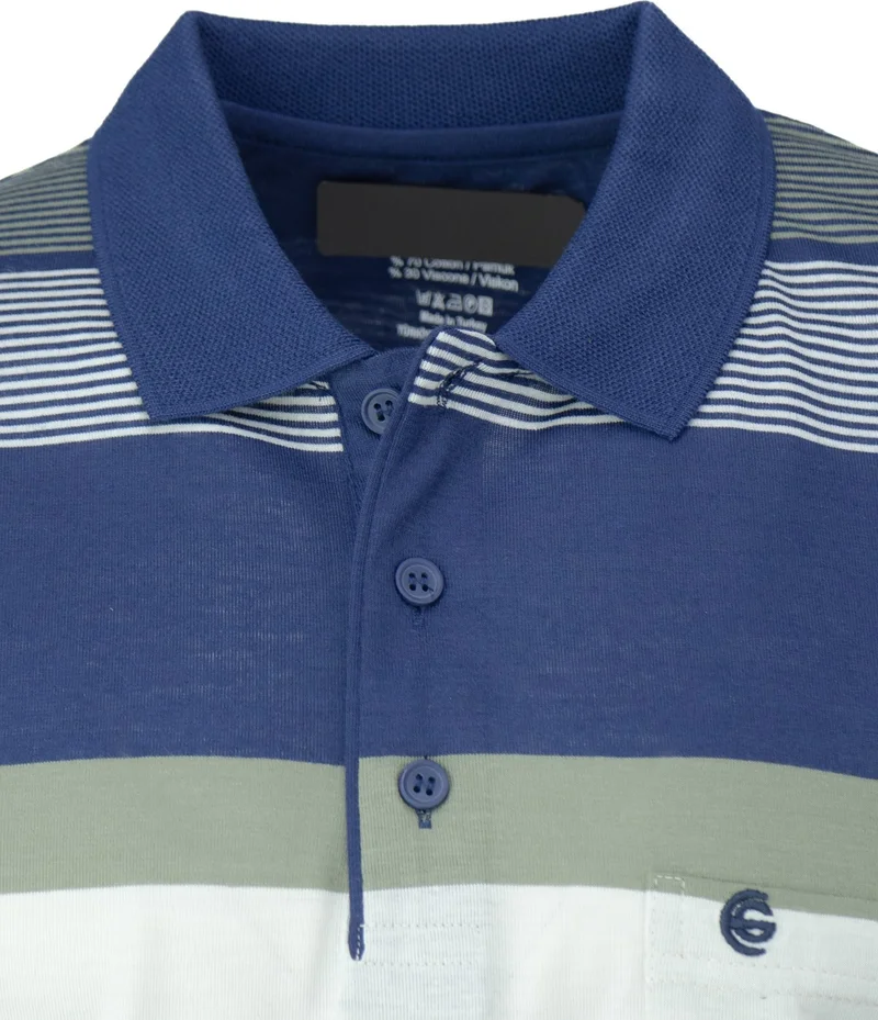 Oppland Men's Cotton Ring Fabric T-Shirt Polo Collar Pocket Short Sleeve Stylish Stripe Patterned Full Pattern