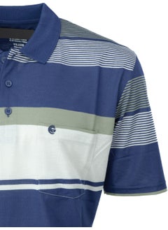 Oppland Men's Cotton Ring Fabric T-Shirt Polo Collar Pocket Short Sleeve Stylish Stripe Patterned Full Pattern  - Image 3
