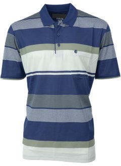 Oppland Men's Cotton Ring Fabric T-Shirt Polo Collar Pocket Short Sleeve Stylish Stripe Patterned Full Pattern  - Image 1