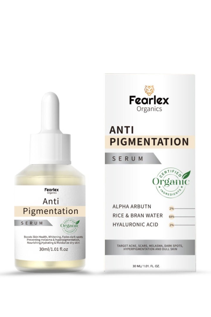 Fearlex Organic Glow Rice Serum – Anti-Pigmentation Serum with 68% Rice Extract, 2% Alpha Arbutin & Hyaluronic Acid, Freckles, Brightening & Dark Spot Corrector for Even Skin Tone - Image 1