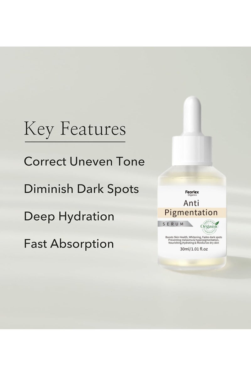 Fearlex Organic Glow Rice Serum – Anti-Pigmentation Serum with 68% Rice Extract, 2% Alpha Arbutin & Hyaluronic Acid, Freckles, Brightening & Dark Spot Corrector for Even Skin Tone - Image 4