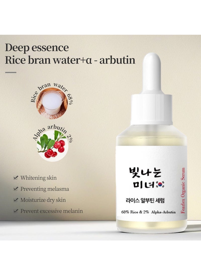 Fearlex Organic Glow Deep Serum with 68% Rice & 2% Alpha-Arbutin | Face Serum to Brighten Complexion, Fade Dark Spots and Boost Skin Health  - Image 2