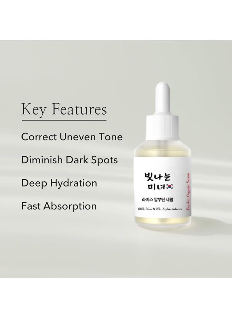 Fearlex Organic Glow Deep Serum with 68% Rice & 2% Alpha-Arbutin | Face Serum to Brighten Complexion, Fade Dark Spots and Boost Skin Health  - Image 4