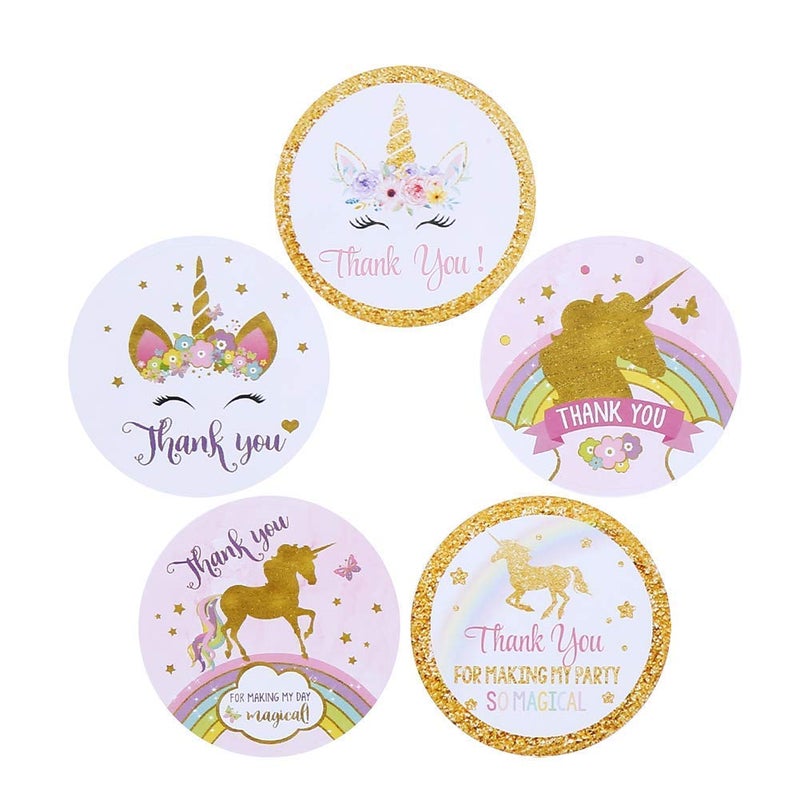 CCINEE Magical Unicorn Glitter Stickers Thank You Rainbow Christmas New Year Party Gift Label Stickers for Kids 40 Pack - Image 1