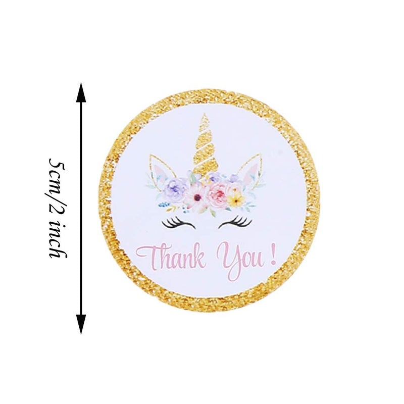 CCINEE Magical Unicorn Glitter Stickers Thank You Rainbow Christmas New Year Party Gift Label Stickers for Kids 40 Pack - Image 3
