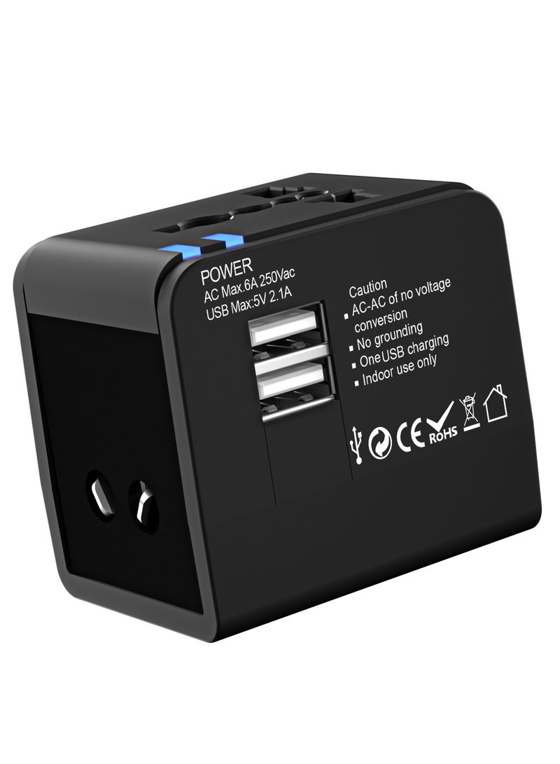 Universal Multi-Purpose Travel Adapter Socket with 2 USB Ports (2.1A), British Plug, Compact Mini Design  - Image 1