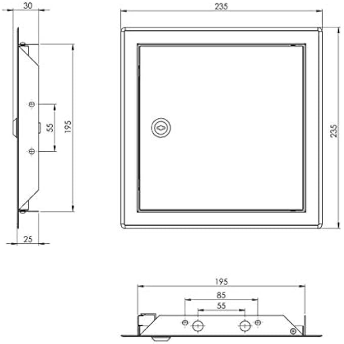 WHITE 20X20 CM / 8X8 INCH ACCESS PANEL - METAL ACCESS DOOR - INSPECTION FLAP WITH KEY LOCK - Image 2