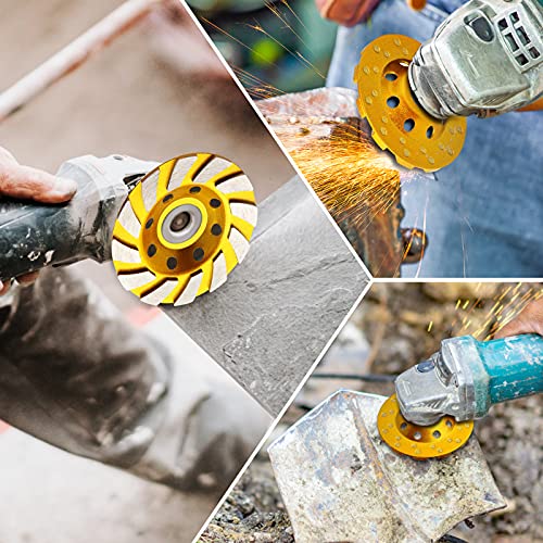 HRLORKC 5 Pieces Diamond Cup Grinder 4 Inch Concrete Turbo Diamond Grinding Cup Wheel 12 Segs Heavy Duty Angle Grinder Wheels for Angle Grinder - Image 5