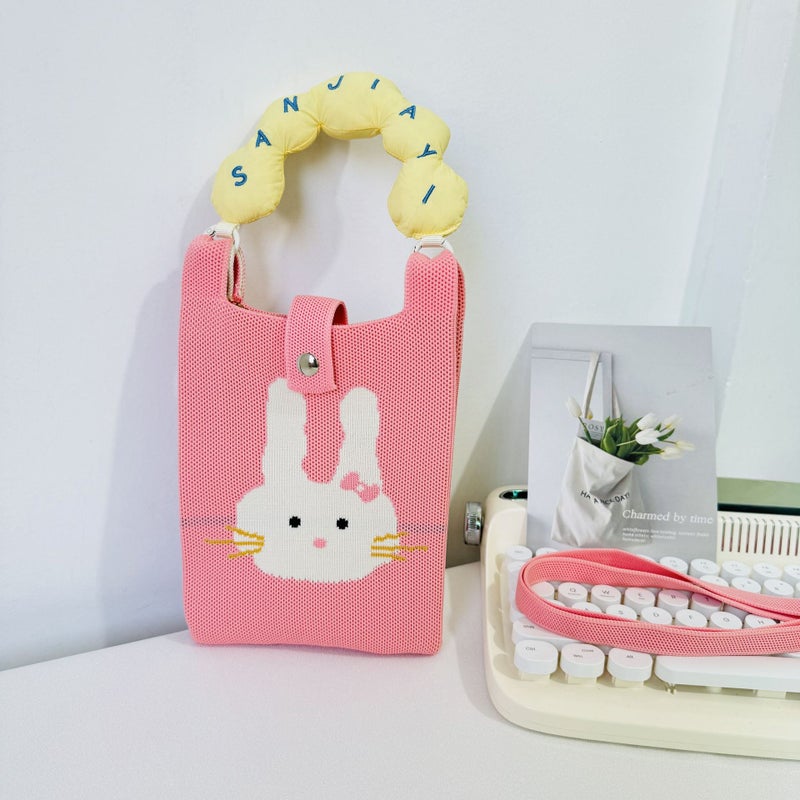 Original Cute Cartoon Knitted Mobile Phone Bag Women'S Crossbody Small Bag Travel Portable Hand Bag - Image 1