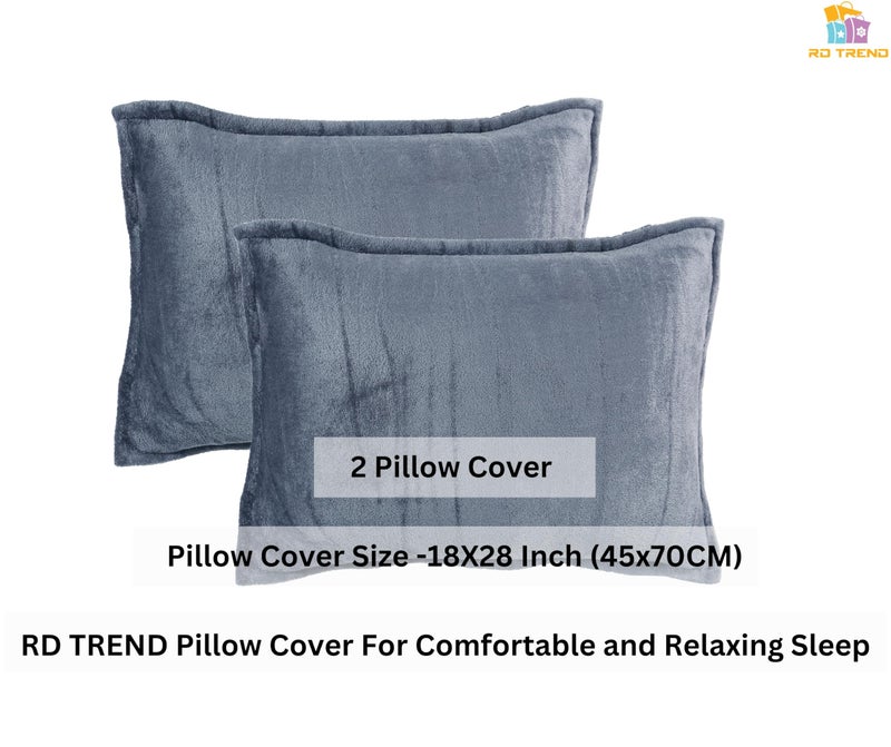 RD TREND 210 TC 250 GSM Flannel Warm Bedsheets for Winter Double Flat Size (90 x 100 Inches) with 2 Pillow Cover Size (18 x 28 Inch) Color-Dark Grey - Image 3