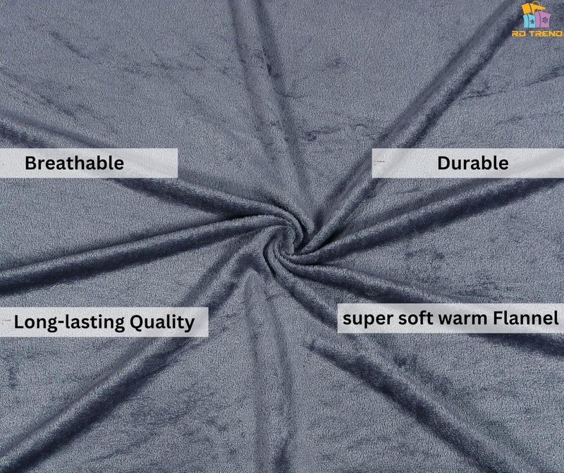 RD TREND 210 TC 250 GSM Flannel Warm Bedsheets for Winter Double Flat Size (90 x 100 Inches) with 2 Pillow Cover Size (18 x 28 Inch) Color-Dark Grey - Image 5