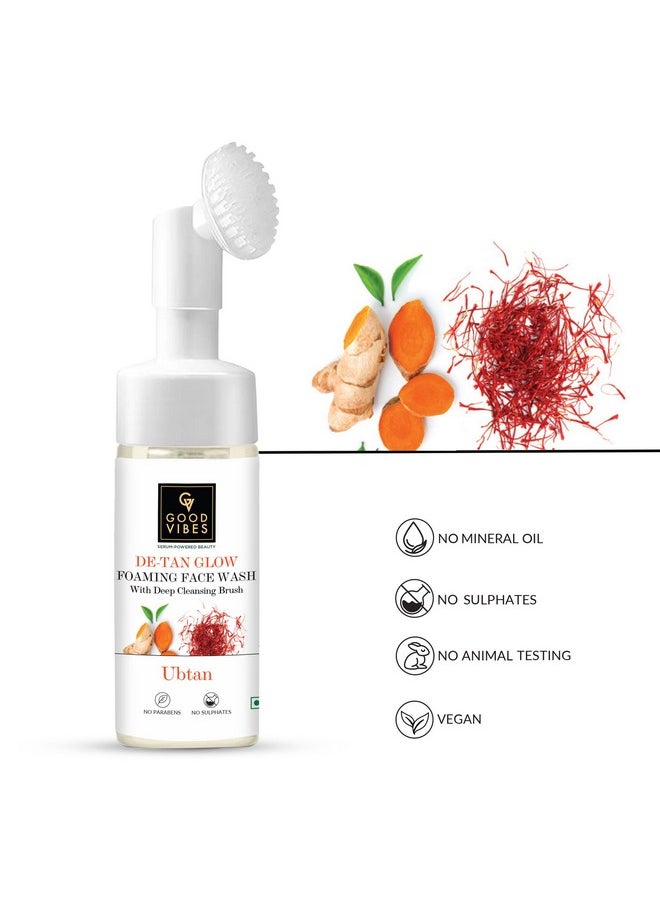 Good Vibes Ubtan De-Tan Glow Foaming Face Wash With Deep Cleansing Brush (150Ml) | Skin Brightening | Glow-Boosting | Depigmentation | Anti-Ageing & Improves Skin Texture  - Image 5